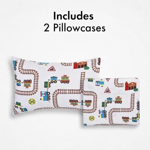 Image of 2-Pack Toddler Travel Pillowcases -100% Soft Microfiber, Breathable and Hypoallergenic - 14 inch by 20 inch Kids Pillowcases fits Pillows 14x19, 13x18 or 12x16, Choo Choo Train