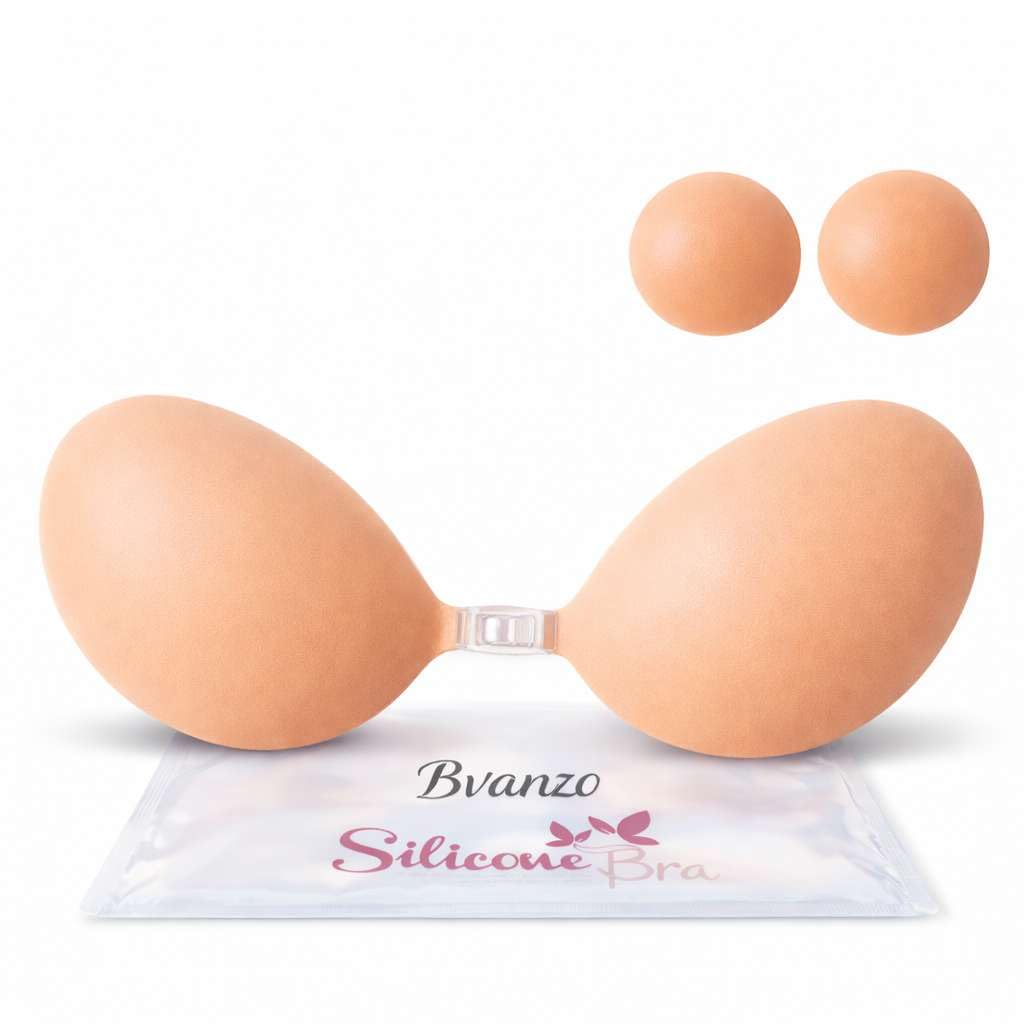 Women's Invisible Strapless Bra, Reusable Sticky Bra Skin-Friendly Stick on Push Up Bra Adhesive Bra for Party, Bar, Wedding, Beach, and Everyday Wearing Backless Bra for Women