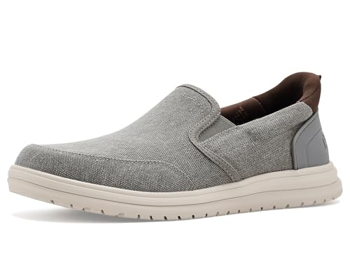 Nunn Bush Mens Brew City Easy On and Off Moccasin Toe Hands Free Organic Canvas Slip-On Loafers Grey 12 Wide