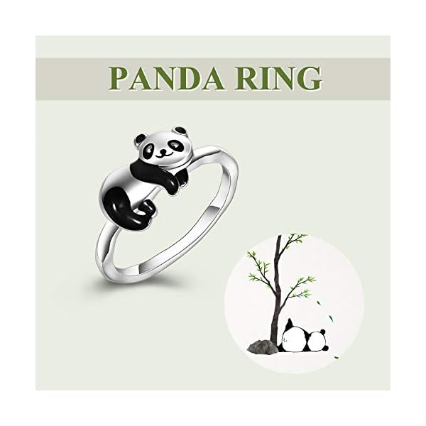 ONEFINITY Panda Gifts for Girls Sterling Silver Panda Rings Cute Panda Jewelry Panda Gifts for Women