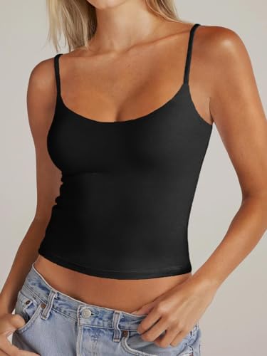 Women's Basic Double Lined Scoop Neck Tank Tops Adjustable Cami Tank Summer Sleeveless Tops3