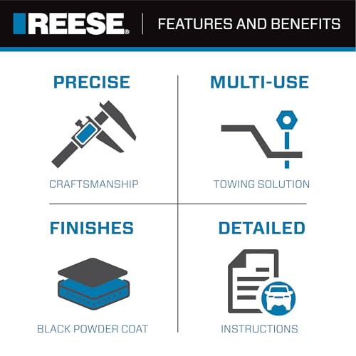 Reese 21536 Deichsel 5.1 cm Vierkant und Kugelhalterung Abschleppen 5.1 cm Starter Kit, Schwarz