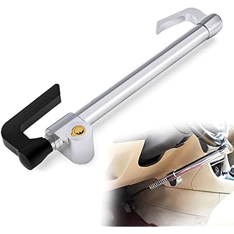 Universal Car Anti-Theft Lock Adjustable Length Steering Wheel Brake Lock Double Protection Car Clutch Pedal Lock for Car SUV Most Cars Cover
