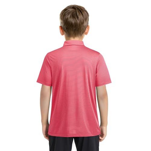 Image of Boys Polo Shirts Short Sleeve Striped Performance Moisture Wicking Dry Fit Golf Shirts for Boys Youth Kids