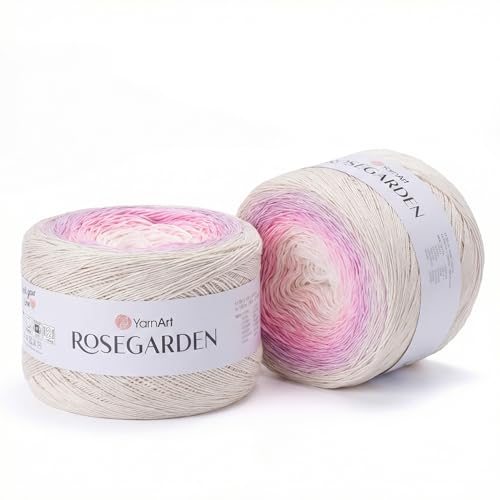Image of Yarn Art Flowers Rosegarden 100% Cotton 250gr 8.80 oz 1094yds Multicolor Cotton Yarn Rainbow Crochet Yarn Spring Summer (331)