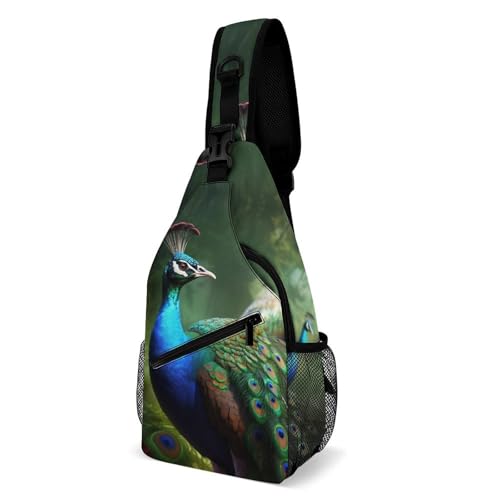 Bolso bandolera colorido Pavo real para senderismo y uso diario