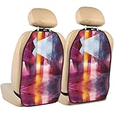 WZYWHJ Quantum Cube Pattern seggiolino auto Anti Kick Storage pad 2 pezzi, borsa portaoggetti multifunzionale protezione sedile dopo l