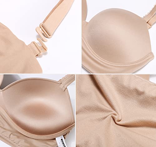 Dotvol Women's Plunge Wirefree Pullover Bras Plus Size Comfortable Padded Everyday Bra(Beige,32B) #TOP5