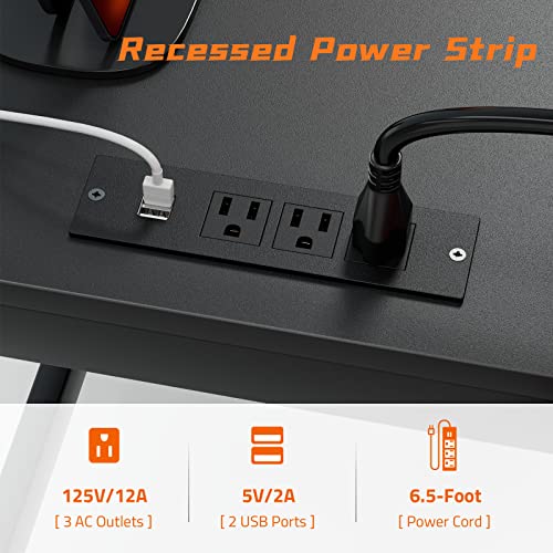 Greenforest L Shaped Desk With Power Outlets, 50.6 Inch Gaming Desk With Reversible Desktop Monitor Stand, Corner Computer Desk With Headphone Hook Cup Holder, Black #TOP3