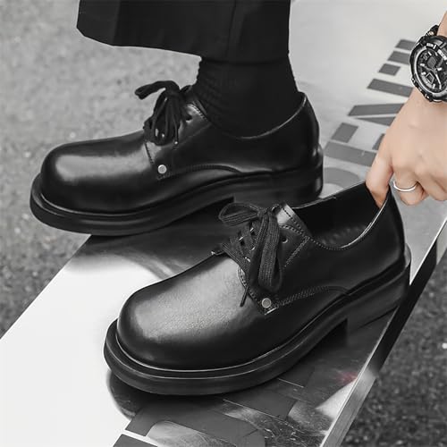 Men's Leather Lace-Up Dress Oxfords Round Toe Low Top Business Derby Shoes Vintage Design for Work & Office4