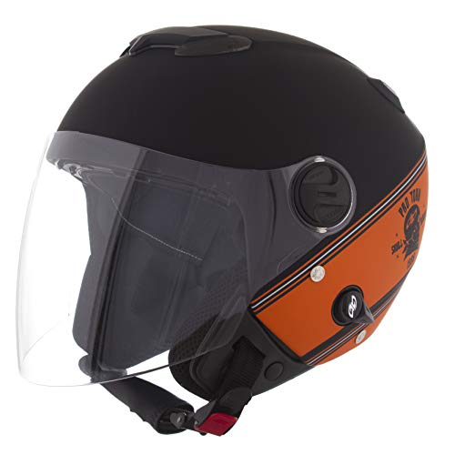 Pro Tork Capacete New Atomic Skull RideRosa Hd Fosco 56 Preto/Laranja