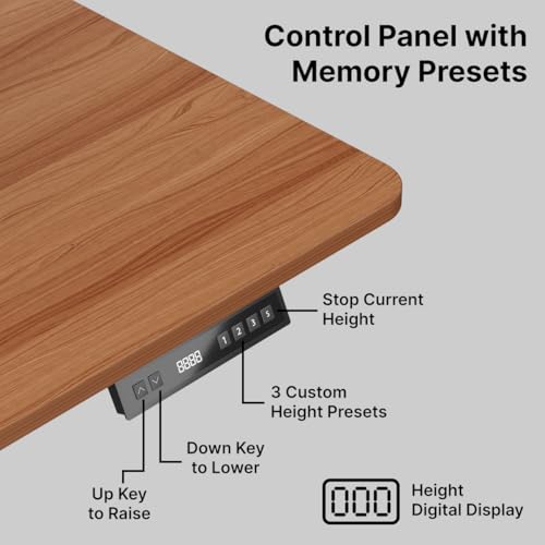 Image of pTron EaseMate Table E1 Electric Height Adjustable Desk, 3 Memory Presets, Child, Ergonomic Sit-Stand Desk for Home Office /Studies, Strong Steel Frame, Engineered Wood, Digital Display(Wooden & Black)