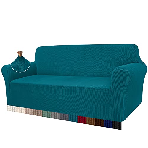 Granbest, copridivano Elasticizzato ad Alta Elasticità, Moderno Jacquard, copridivano Elastico per Soggiorno, Protezione per Cani e Animali Domestici (4 posti, Verde Blu)