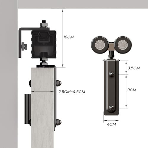 WOLFBIRD 0.9M/3FT Bifold Schiebetürbeschlag für einseitig gerichtetes Beschlagsystem, Box-Spur Geeignet für 2-Türen mit einer Gesamtbreite von 92CM(Ohne Türverkleidungen)