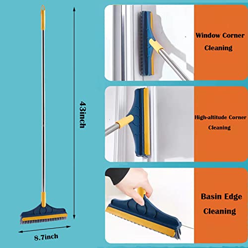2 In 1 Magic Broom Brush Floor Brush Scrub Brush- Adjustable V-Shaped Cleaning Brush Head 120° Rotating Bathroom Kitchen Floor Crevice Scrub Brush With Long Handle #TOP1
