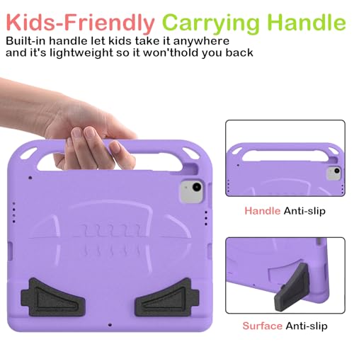 YWYNI Kids Case for Apple iPad Air 13 M2/M3 (2024/2025), iPad Pro 13 M4, Case，EVA Shockproof Heavy Duty Protective Cover with Handle Stand for Pad Pro 12.9 inch (2018/2020/2021/2022) - -Light Purple by YWYNI - Image 4