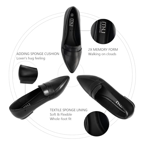 MUSSHOE Comfortable Dressy Women's Flats - Pointed Toe Loafers for Women - 2025 Slip on Casual Office Business Work Ballet Flats for Professional Woman Aged 25-454