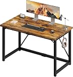 Devoko Computer Desk 120 x 50 x 75 cm, Home Office desk with Hook, Study Writing Desks, Laptop Table for Home Workstations, Industrial Design Black Desk Metal Frame, Rustic Brown