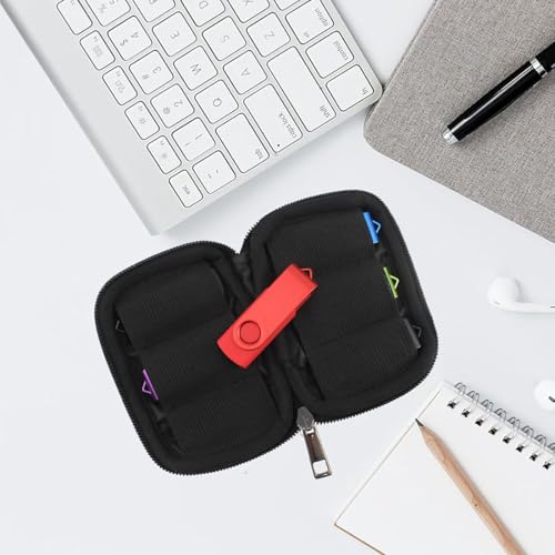 COYUN 1 Stück Aufbewahrungstasche,Taschen Aufbewahrung für USB Sticks, Organizer für elektronisches Zubehör, Klein Speicherstick Organizer Schwarz Aufbewahrungbox Case für 6 Stück USB Speicher
