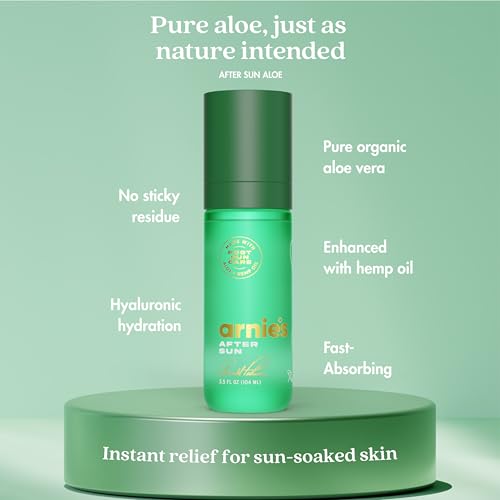 Image of Arnie's After Sun Gel by Arnold Palmer - Cooling Aloe Vera Gel with Hemp Oil & Hyaluronic Acid - Lightweight Hydrating Skin Recovery for Outdoor Sports & Sun Exposure, 3.5 oz