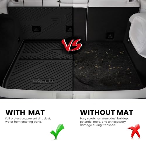 Image of LASFIT Cargo Mat for Jeep Cherokee 2014-2018 | All Weather, TPE, Custom Fit, Trunk Seat Back Mat, Rear Backrest Protectors, Cargo Liner, Black