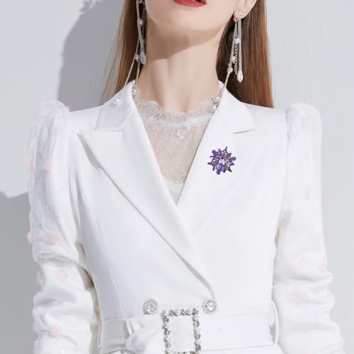 YOQUCOL Vintage Austrian Crystal Rhinestone Flower Shape Brooch Pin for Women3