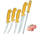 SMI 5 Stück Küchenmesser Set Solingen Wetzstahl Metzgermesser...