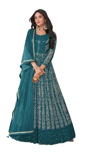 Heni Fashion Ready To Wear Indian/Pakistani Style Party Wear Embroidered Anarkali Suit Anarkali Gown For Women's