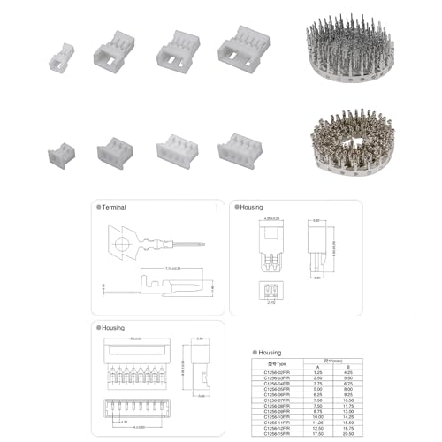 380 piezas Kit de conectores JST 1.25mm macho y hembra miniatura 3