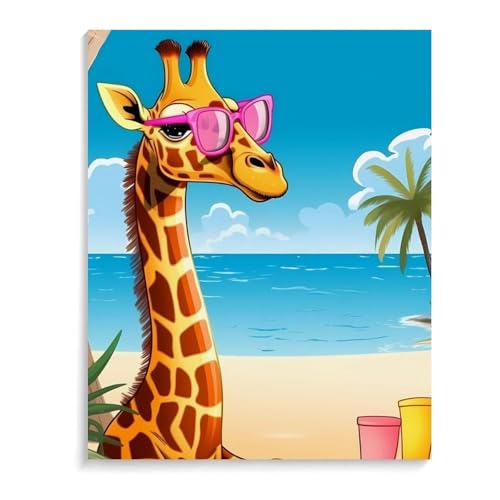 Kit peinture numéro girafe 40x50 cm toile acrylique 24 couleurs adultes