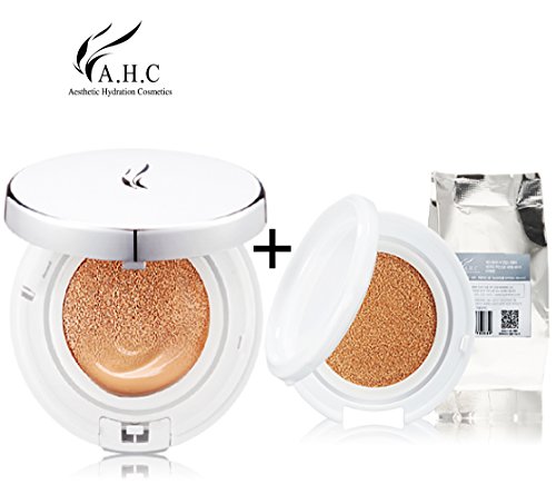 AHC PRIME ESSENTIAL CUSHION #21 PLUS REFILL, PINK BEIGE Color, SPF50, PA+++, Cushion Foundation,Gives Clean and Natural Cover for Bright Looking Skin.Delivers Instant & Deep Moisturizing Effect