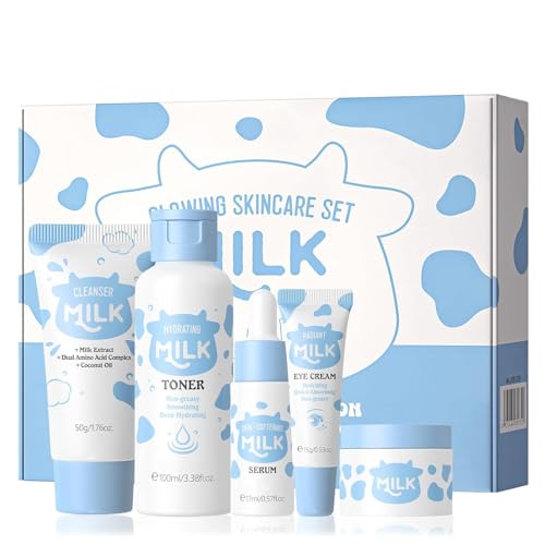 5PCS Milk Skincare - Skin Care For Teens 10-12 - Hydrating Milk E...