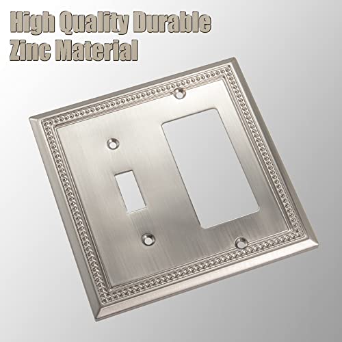 Image of Henne Bery Sunken Pearls Heavy Duty Decorative Wall Plate Switch Plate Outlet Cover (Toggle /Decorator, Satin Nickel)