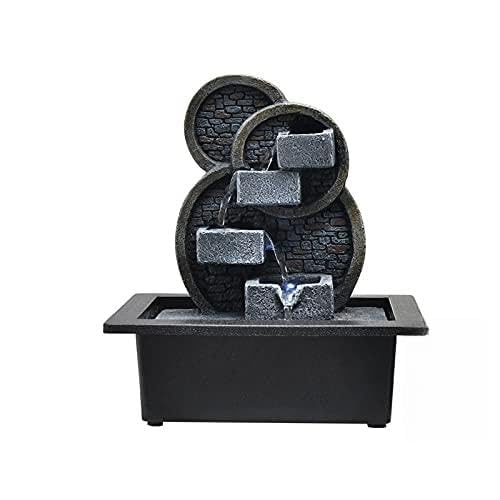 ZAW Fuente de Escritorio Fuente de Mesa eléctrica Cubierta con DIRIGIÓ Luces - Diseño Decorativo de Roca escalonada y Cascada - Sonido de Agua Tranquila y calmante Fuentes de Interior