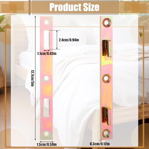 MorningRo 4 Pair 5" Bed Rail Fasteners Bed Rail Brackets with Screws Heavy Duty Bed Frame Rail Hardware Bed Rail Connectors Bed Frame Replacement Parts for Furniture Bed Wood - Image 2