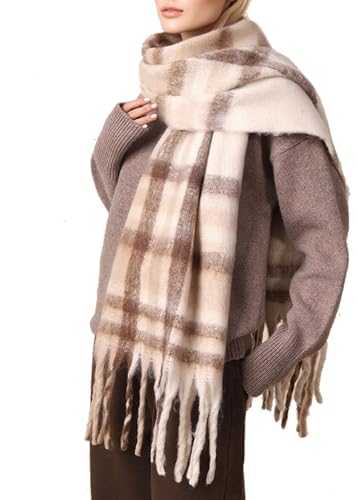 Women's Winter Scarfs, Mohair Vintage Scarf for Women and Men, Large Chunky Scarf Cashmere Feel Blanket Wrap