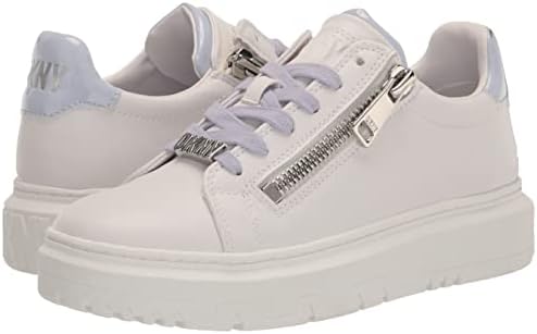 DKNY Women's Lace-up Leather Sneaker, BRT WHT/Lavender, 9.5 | Image 6