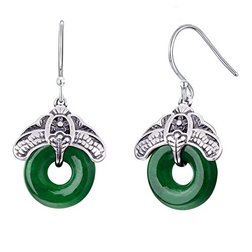 Pendientes de calcedonia verde en plata de ley 925 MIYUAN de botón