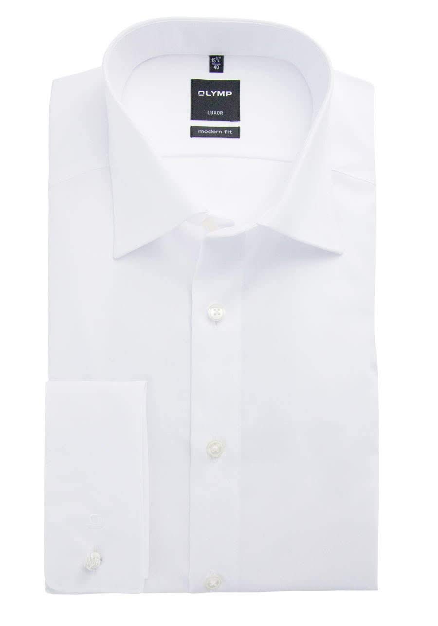 OLYMP Luxor modern fit Hemd Langarm mit New Kent Kragen Popeline weiß