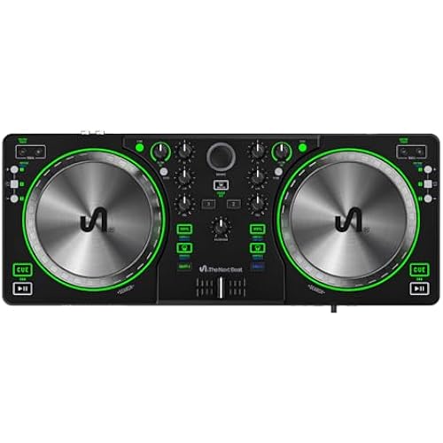 The Next Beat by Tiesto DJ Controller, SX1 Portable Control Deck with Audio Mixer, Beat Match, USB, & Dual Headphone Output - DJ Equipment for Beginner or Advanced / Pro-Am