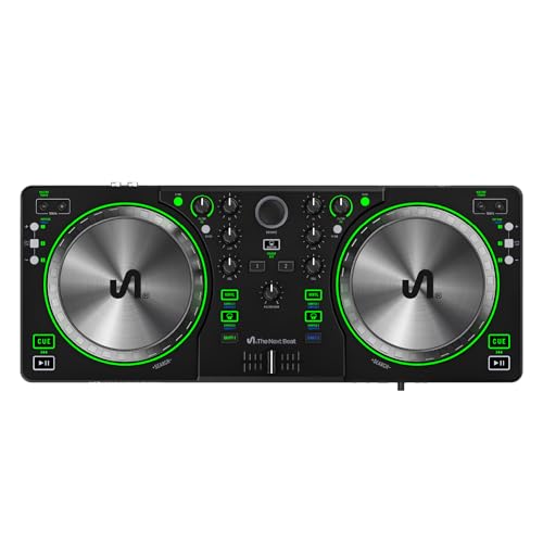 The Next Beat by Tiesto DJ Controller, SX1 Portable Control Deck with Audio Mixer, Beat Match, USB, & Dual Headphone Output - DJ Equipment for Beginner or Advanced/Pro-Am