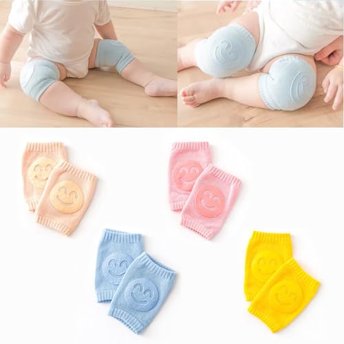 Image of BabyPro Baby Knee Guard-Set of 4, Multicolour Knee Pad for Toddler Crawling | Stretchable, Breathable Leg Warmers, Anti-Slip Silicone Knee Support