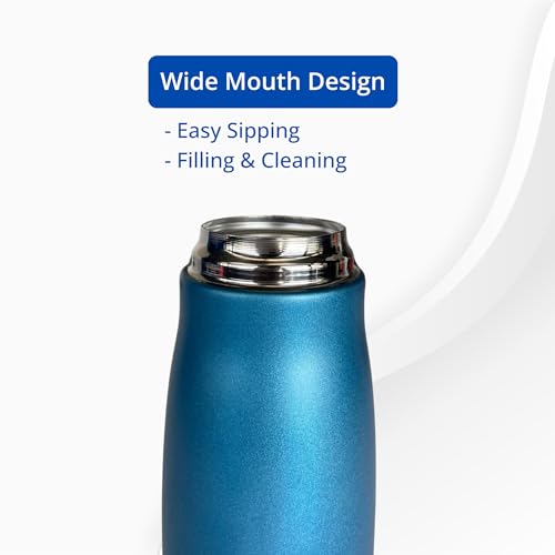 Image of SuperGeneriX 500ml Stainless Steel Water Bottle with Carry Rope, Leak Proof Insulated Thermosteel Water Bottle, Matte Finish Drinking Bottle for Office, Gym & Travel (Blue)