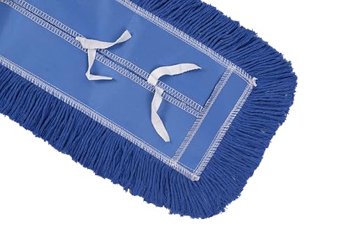 Image of 36 inch inch Industrial-Grade Cotton Dust Mop Head Refills, Perfect Replacement for Busy Home, Gym, Commercial Spaces, Heavy-Duty Mop for Janitorial & Housekeeping Needs - 2 Pack (Blue)