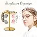 LSK Metal Sunglasses Organizer, Glasses Holder Stand with Storgae Tray, Eyeglasses Holder with Anti-Slip Pads for Tabletop, Desk, Dresser, Gold