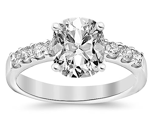 2 Carat GIA Certified Cushion-Cut Classic Prong Set Diamond Engagement Ring (G-H Color VS1-VS2 Clarity Center Stones)