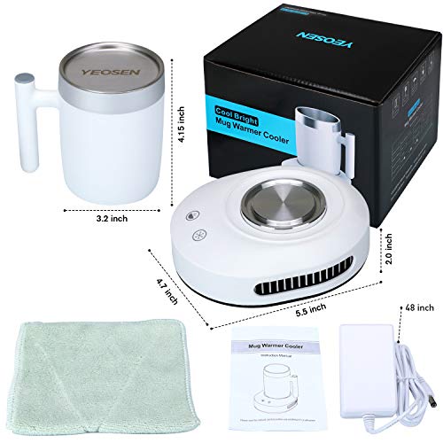 YEOSEN Coffee Mug Warmer and Cooler - 2 IN 1 Beverage Warmer and Drink Cooler with Mug, Auto Shut Off Mug Cooler and Warmer for Office Desk Use (Up to 131F or 46F), White - Thumbnail 4