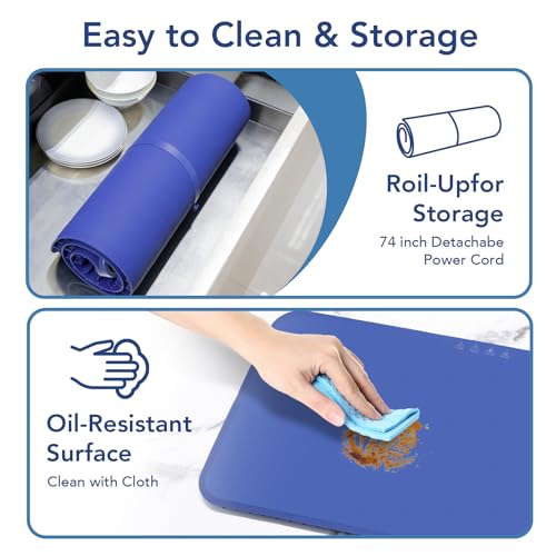 Food Warming Mat, Electric Warming Tray, 9 Heat Settings, Full Surface Heating, Rollable & Portable, Premium Silicone Nano-Material, Easy to Clean, Ideal for Parties, Buffets, and Daily Use (Green)