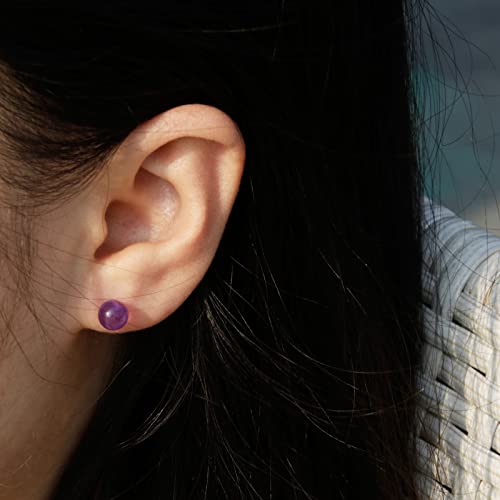 Natural Stone Studs Earrings Crystal Ball Birthstone Earrings Stud Fashion Sterling Silver Ear Jewelry Gift for Women Girl4