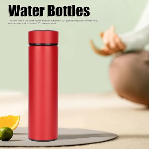 Image of Stainless Steel Smart Water Bottle with LED Temperature Display Double Wall Insulated Leak-Proof Flask Keeps Drinks Hot /Cold for 24 Hour (500ml) (Red)